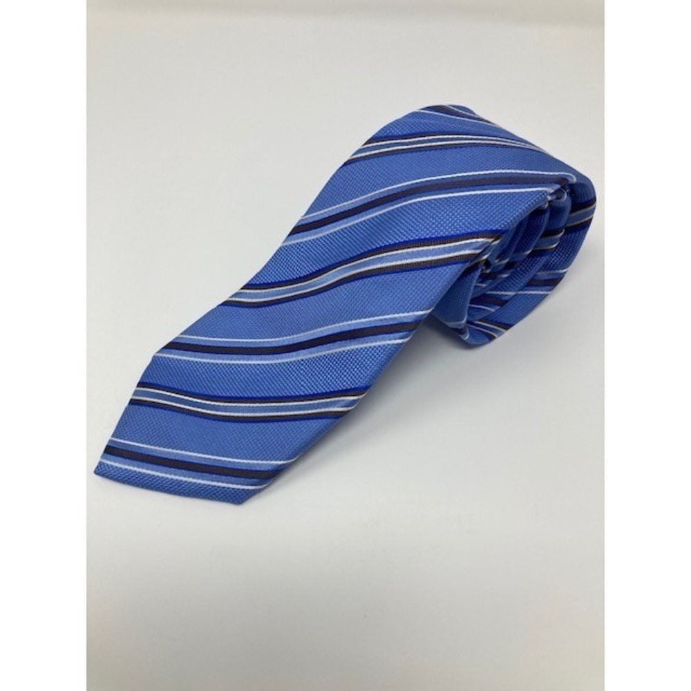Tasso Ella Silk Blue Stripe tie 3 3/4